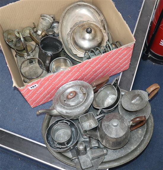 A quantity of mixed pewter, silver plate etc